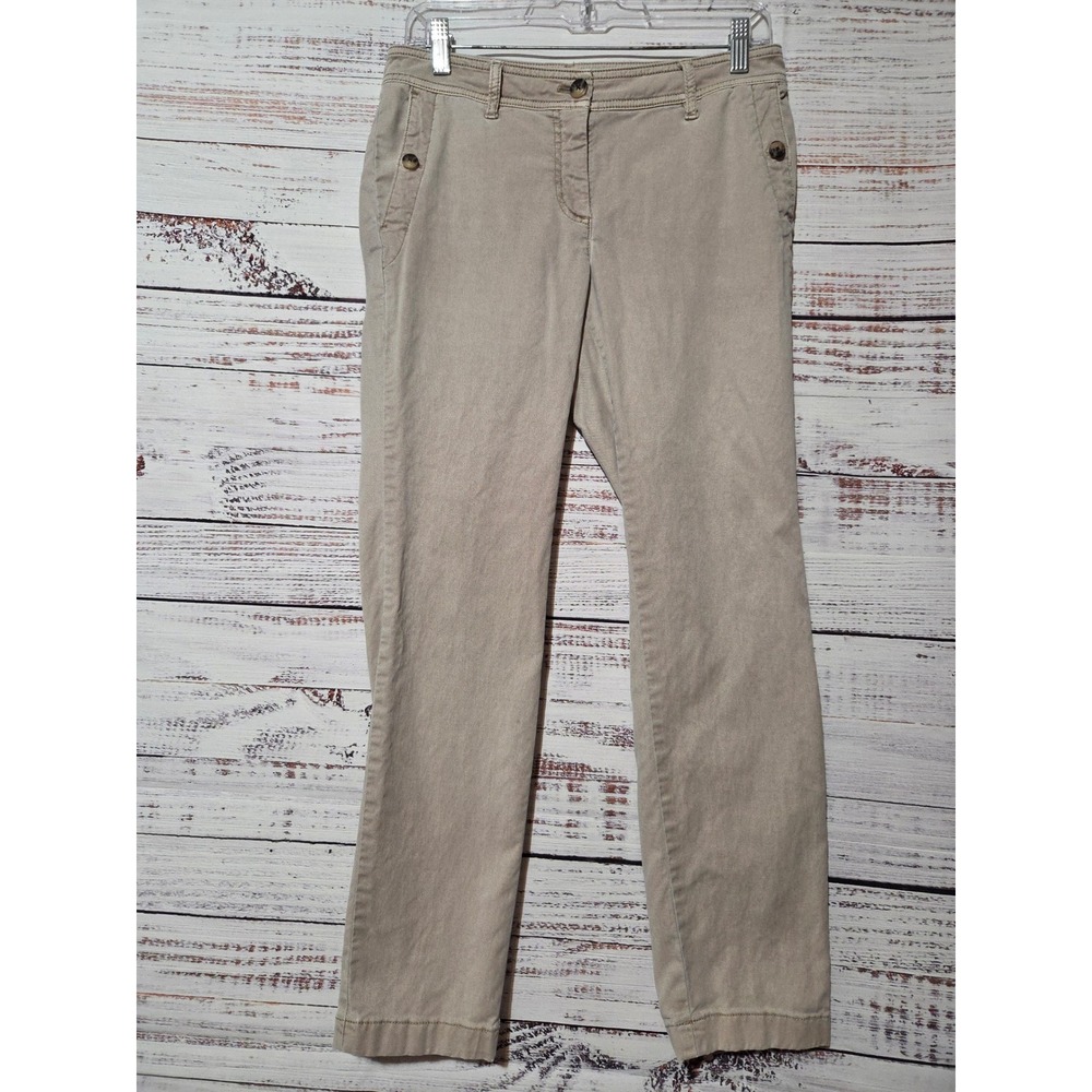 J. Jill Womens Khaki Tan Chino Pants Petite 8 Straight Leg Cotton Tencel Blend